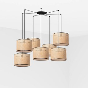 Faro Mambo fĂŒggesztĂ©k, fekete/rattan, ĂĄtmĂ©rĆ 450 mm, 7x E27, dizĂĄjn