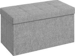 HOMCOM Tároló Pad, 76 x 38 x 38 cm, 84L, összecsukható, ágy végére, lábtartó, fedéllel, előszobába, nappaliba, kárpitozott, világosszürke | Aosom