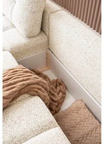 Krémszínű kinyitható tárolóhelyes moduláris sarokkanapé (bal oldali) Lulu – Miuform