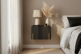 Malmi fali éjjeliszekrény fiókkal 45 cm - fekete matt / arany