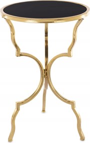 Virágtartó állvány kicsi kerek arany fém fekete üveg asztallappal