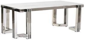 Modern acél dohányzóasztal ezüst márvány hatású asztallappal