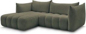 Zöld buklé sarokkanapé (bal oldali-heverő résszel) Azra – Bobochic Paris