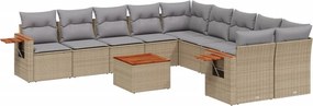 vidaXL 11 részes bézs polyrattan kerti ülőgarnitúra párnákkal