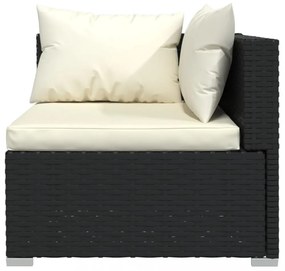vidaXL 9 részes fekete polyrattan kerti ülőgarnitúra párnákkal
