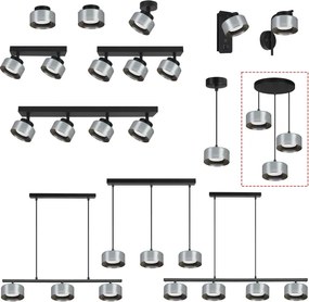 Brilagi - Kábelen függesztett csillár AURA LUX 3xGX53/30W/230V fekete/füstszínű