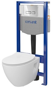 Cersanit Moduo, System50 MECH süllyesztett keret + Moduo Plus CleanOn fali WC csésze + MOVI II króm gomb, S701-769