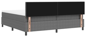 Boxspring ágy matraccal, világosszürke, 200x200 cm, kordbársony szövet