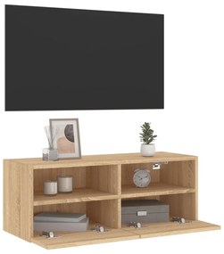 sonoma tölgy színű szerelt fa fali TV-szekrény 80 x 30 x 30 cm