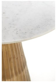 Fehér-bronzszínű kerek étkezőasztal márvány dekoros asztallappal ø 100 cm Leyda – Light &amp; Living