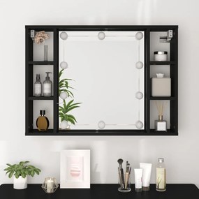 fekete tükrös szekrény LED-ekkel 76 x 15 x 55 cm