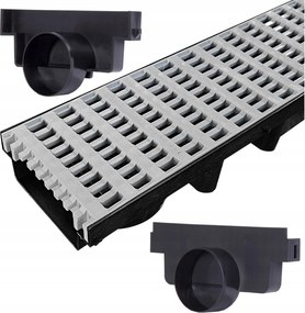 Lineáris lefolyó garázshoz 5m rács Grid Hamu Pvc 63x131mm B125 12,5Tony