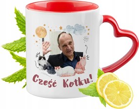 Kukiz Piros bögre szív alakú füllel Ajándék