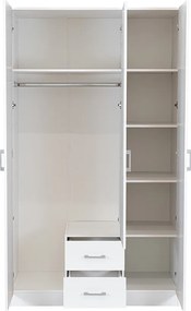 Miami gardróbszekrény 120x205 cm fehér-fehér
