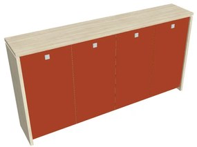 Verno közepes gardrób 248 x 46 x 130 cm, üvegajtó, akác / narancs