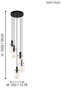 Eglo 97368 -  Csillár zsinóron MONTEFINO 5xE27/60W/230V