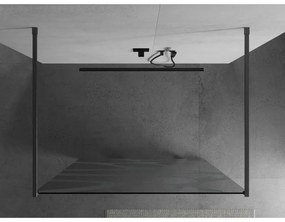 Mexen Kioto, Walk-In zuhany paraván 140 x 200 cm, 8 mm átlátszó üveg fehér mintás, grafit profil, 800-140-002-66-97