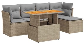 vidaXL 6 részes bézs polyrattan kerti ülőgarnitúra párnával