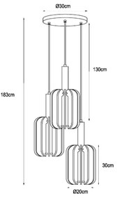 Lucide 45492/13/36 - Csillár zsinóron RAFAL 3xE27/40W/230V fekete/szürke