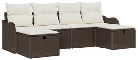 vidaXL Kanapé Szett párnával tárolóval 6 pcs Barna és Krém polirattan