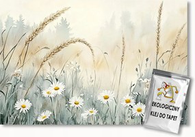 Fotótapéta Flizelina Természet Nyár Mező Gabona Kalászok Virágok 200x140 ragasztó