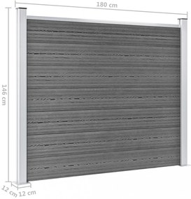 vidaXL szürke WPC kerítéspanel 180 x 146 cm