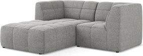 Szürke buklé sarokkanapé (bal oldali-heverő résszel) Aloha – Makamii