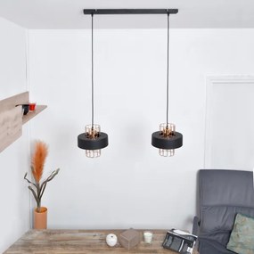 LED Csillár zsinóron VOLTA 2xE27/15W/230V fekete/arany