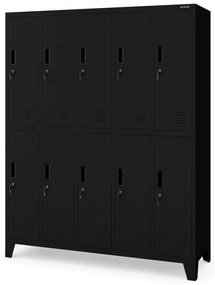 Fém BHP öltözőszekrény 10 ajtóval BARTEK 1360 x 1720 x 450 mm, fekete
