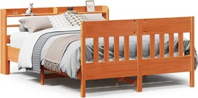 vidaXL viaszbarna tömör fenyőfa ágy matrac nélkül 150 x 200 cm