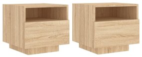 2 db sonoma tölgy színű éjjeliszekrény LED-ekkel 40x39x37 cm