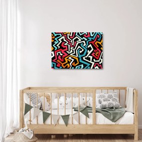 Grafikus absztrakciós kép (üvegen) (70x50 cm)