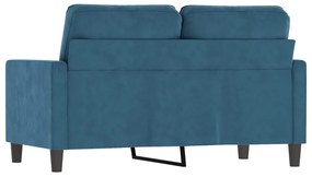 kétszemélyes kék bársony kanapé 120 cm