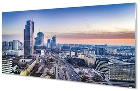 Akrilkép Körkép Varsó felhőkarcolók napkelte 140x70 cm