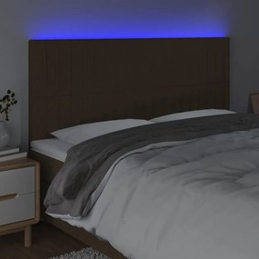 sötétbarna szövet LED-es fejtámla 160x5x118/128 cm