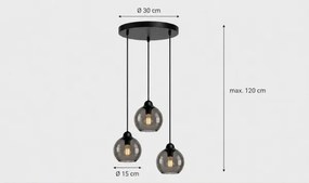 Csillár zsinóron UNO 3xE27/60W/230V fekete
