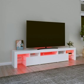 fehér TV-szekrény LED-lámpákkal 200x36,5x40 cm