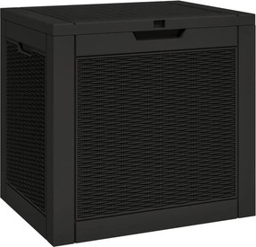 vidaXL fekete polipropilén kerti tárolóláda 55,5x43x53 cm