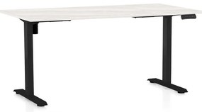 OfficeTech B állítható magasságú asztal, 160 x 80 cm, fekete alap, fehér kőris