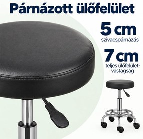 VASHOME gurulós kozmetikai szék, állítható magasság 46–61 cm, 5 görgővel, fekete