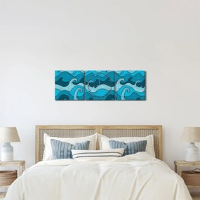 Kép - absztrakció, tenger (órával) (90x30 cm)