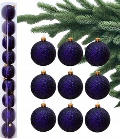 Lila Karácsonyfa Bombák Csillogó Holo Buborékok 9 db-os