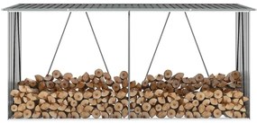 vidaXL szürke horganyzott acél kerti tűzifatároló 330 x 84 x 152 cm