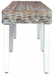 fehér természetes kubu rattan és tömör mangófa pad 160 cm