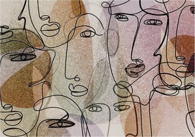 Divatos Flizelin Tapéta Ragasztóval Fali 3D Lineáris arcok 208x146 Ragasztó