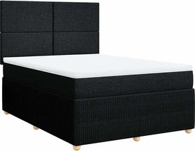 vidaXL fekete szövet rugós ágy matraccal 160x200 cm