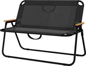 Outsunny Kétfős Kerti Pad, Összecsukható Kemping Pad, 220 kg Teherbírással, Kempinghez, Teraszhoz, Hálós, Fekete, 108 x 65 x 73 cm | Aosom