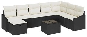 Kerti Kanapé Szett 9 pcs Fekete 55 x 62 x 69 cm Poli rattan