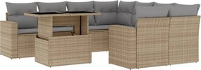 vidaXL 9 részes bézs polyrattan kerti ülőgarnitúra párnákkal