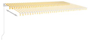 sárga-fehér automata szélérzékelős és LED-es napellenző 6 x 3 m